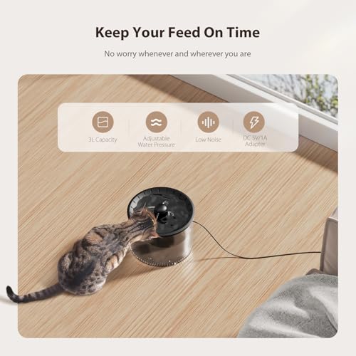 IMIPAW Comedero Gato Automatico y Fuente para Gatos Combo, Dispensador Comida para Perros, Gatos, 1-6 Comidas al Día, 1-20 Porciones por Comida, 3L Combo - imagen 7