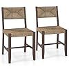 Goflame wooden dining chairs set of 2 boho farmhouse cane chairs with natural weave seagrass rattan backrest seat armless rattan accent chairs with solid wood frame for kitchen dining room  urban country home decor