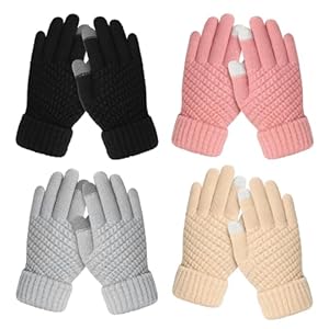 Clothclose 4 pares de guantes de invierno para niños y niñas, guantes de invierno cálidos para niños, guantes de punto para niños pequeños, guantes suaves para niños pequeños