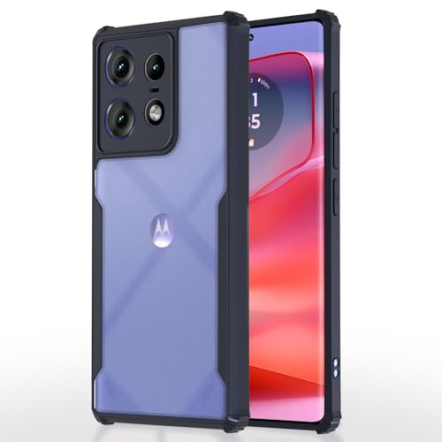 Image of Pikkme Moto Edge 50 Pro 5G Back Cover | Crystal Clear Transparent Back | Ultra Hyrbid | Full Camera Protection | Raised Edge | Bumper Back Case (Blue)
