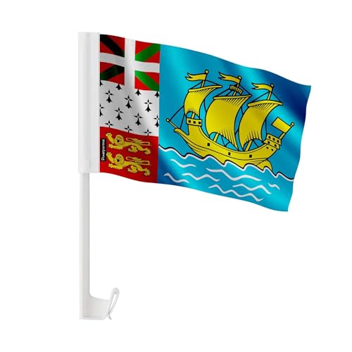 Drapeau voiture Saint-Pierre-et-Miquelon en polyester haute densité résistant au vent fort