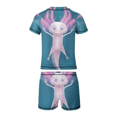 Powerful and Funny AxolotlChildren's Swimsuits Boys Two Piece Suit7-9Y（120cm）3