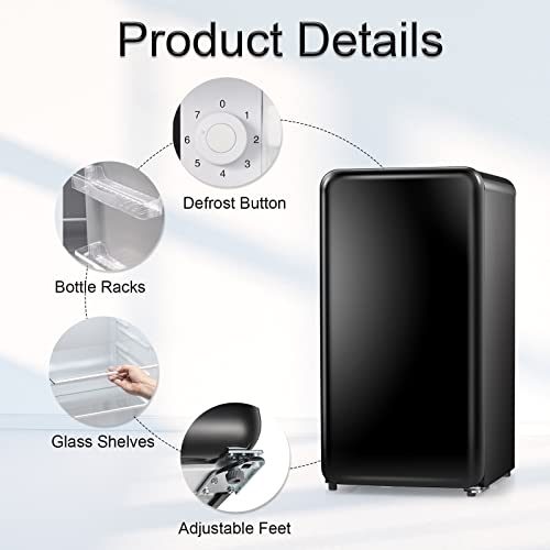 Antarctic Star Mini Fridge Compact Refrigerator, Freezer, 3.2Cu.ft. Ac Only 15 Amp 115 Volt 60 Hz Ac Low Noise Large Capacity Storage Of Beverages Vegetables And Fruits Black #TOP3