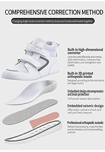 Kids Orthopedic Sneakers，Toddlers High Back Corrective Shoes For Boys And Girls With Arch And Ankle Support, Anti-Slip Soles White #TOP6