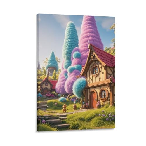 Art mural abstrait Fairytale Cottage, décoration vintage haut de gamme