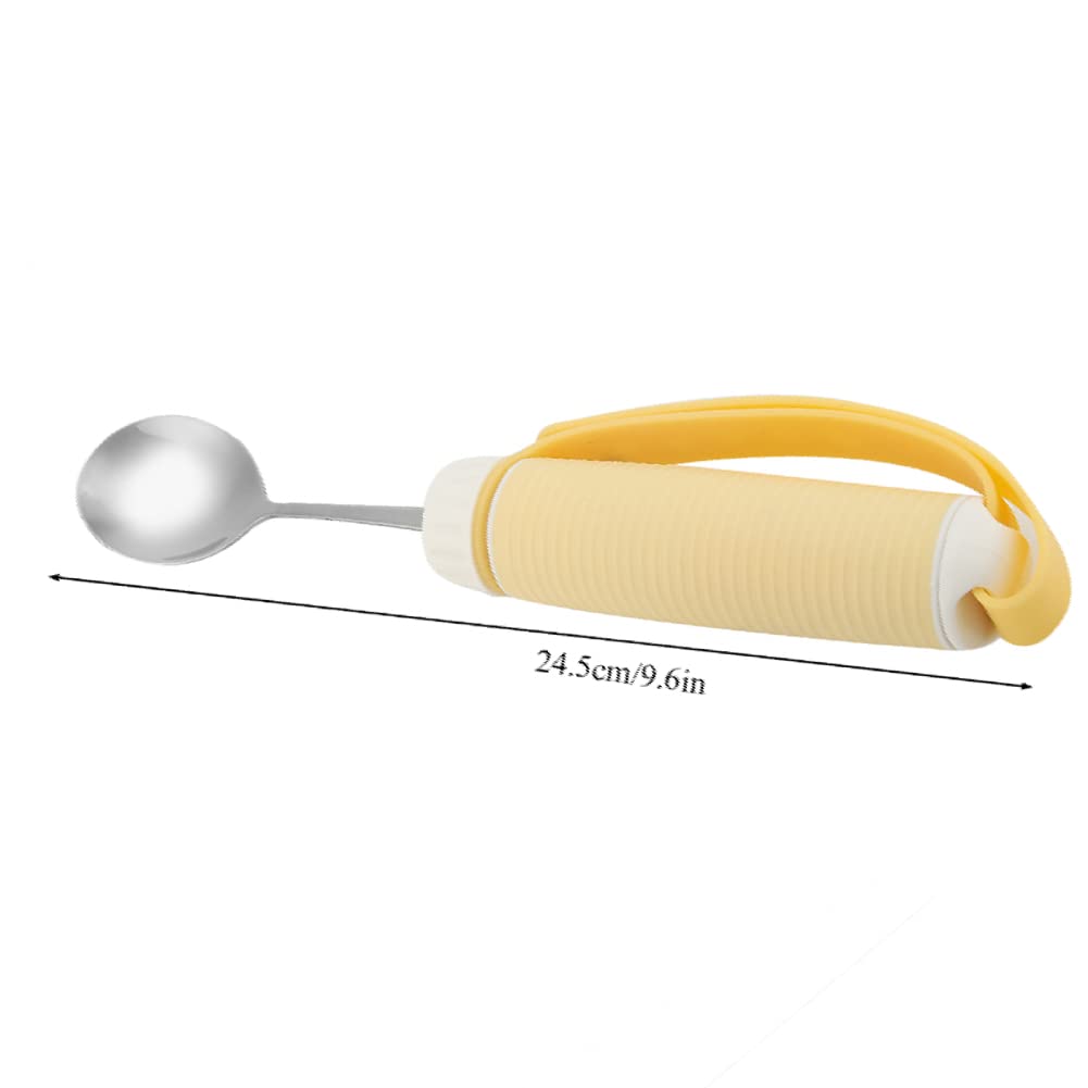 Utensilios adaptativos para artritis, juego de tenedor y cuchara de fácil agarre, cubiertos extraíbles de rotación de 360 grados con correa de silicona ajustable para ancianos de Parkinson y