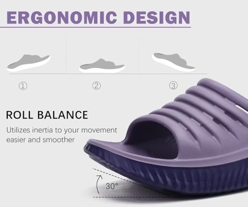 Image of KuaiLu Womens Recovery Sandals With Comfortable Plantar Fasciitis Support,Ladies Orthotic Open Toe Sport Slides Thick Cushion Reduces Stress on Feet,Joints & Back Post-Exercise