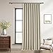 Neutral Linen Pinch Pleated Blackout Curtains 90 Inches Long Extra Wide 60 Inch Width for Sliding Glass Doors Modern Pleated Linen Blend Large Window Drapes Bedroom Living Room Taupe 60x90 1 Panel