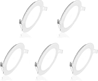 MODOAO 5 Pack Round 12W 6-inch Flat LED Recessed Panel Ceiling Light,850lumens,Cool White/Warm White,AC85-265V,for Home, Office, Commercial Lighting (Cool White)