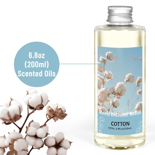 STRN Reed Diffuser Oil Refill, Pure Cotton Scented, 200ml Long-Lasting Aromatherapy, Home Fragrance for Living Room, Bedroom, Spa — view 2