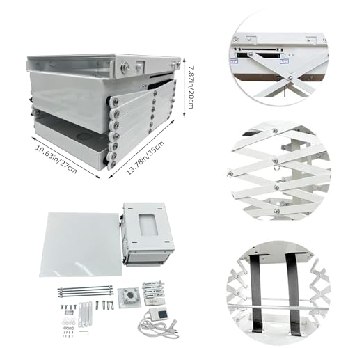 Electric 110V Projector Mount Ceiling Hidden Projector Mount with Wireless Remote Control 22LB Max Load for Cinema Church Running Distance 59In