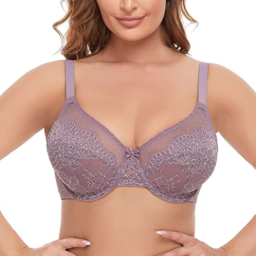 Underwire Bras For Women No Padding Minimizer Bras For Women Full Coverage Unlined Bra Sexy Bras Plus Size Underwire Bra Unpadded Wired Push Up Full Figure Bras Purple 34Ddd 34 Ddd Triple D #TOP24