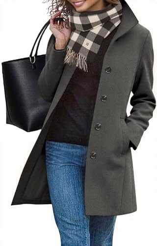 RITOSTA Mantel Damen Wintermantel Lang Winterjacke Klassischem Wintercoat Revers Übergangsjacke Knielang Trenchcoat Elegant Jacke Herbst Winter Outwear mit...