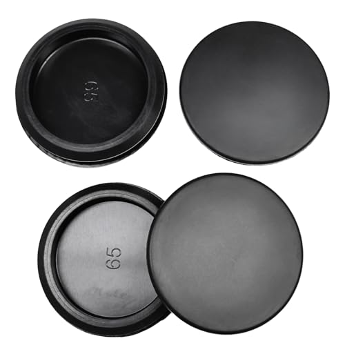 Image of 4 Pcs 65 mm Silicone Rubber Plugs Snap in Locking Hole Plugs for 65 mm (2-9 /16 inch) Round Holes, Flush Type Rubber Stoppers, Flexible Tube Pipe End Caps Covers, Waterproof Sealing Plugs, Black