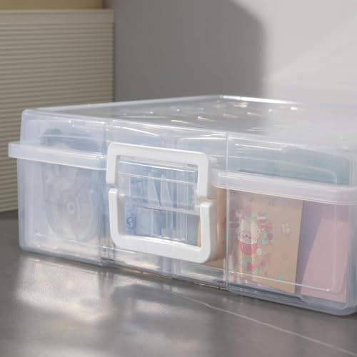 Image of novelinks Photo Storage Box and 16 Inner 4 inch x 6 inch Photo Storage Containers | 2Pack Clear, Photo Albums 4x6 Pictures, Photo Organizers and Storage, Card Game Storage, Task Boxes for Special Education
