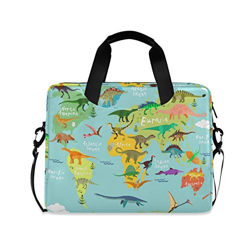 JNlover - Bolsa para portátil de 16 pulgadas, diseño de dinosaurios, mapamundi