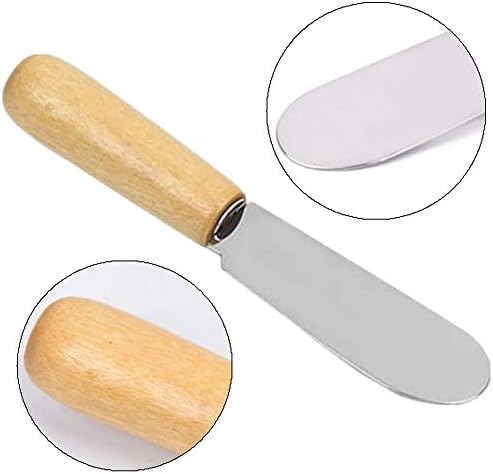 None Branded 8 Pcs Multi-Function Butter Knives Stainless Steel Wide Butter Spreaders with Imitation wood handle for Cheese Butter Cream