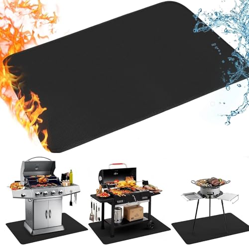 Lingtuo 60 x 40 inch Under Grill Mats,Fire Pit Mat, Fireproof Fireplace Mat for Outdoor Grill Deck Protector, BBQ Mat for Under BBQ, Waterproof Oil-Proof Grill Floor Pads Rug