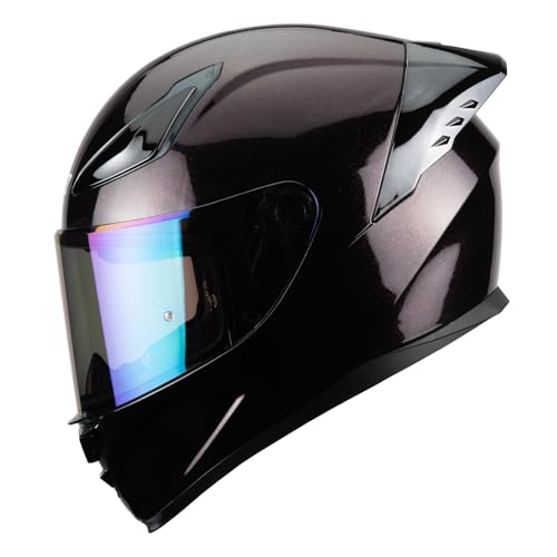 Image of HAX Onix Full Face Motorcycle Helmets DOT Approved, Pinlock Ready & Intercom Slot , Motorbike Powersports Street Racing for Men Women(Midnight Purple, XXL)