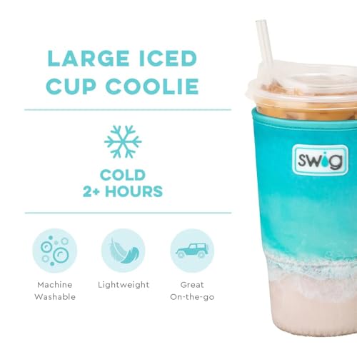 Swig Life Large Iced Cup Coolie, 30-32oz Iced Coffee Cup Insulator Sleeve with Handle, Neoprene Insulated Coolie Keeps Drinks Cold (High Tide) by Swig Life - Used condition - Image 4