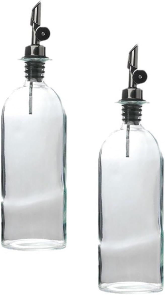 Glass Oil Dispenser Bottle 2pcs 500ml Olive Oil Vinegar Container with Pour Spout for Kitchen Cooking and Soy Sauce Storage
