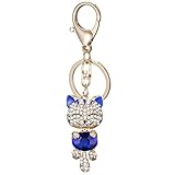 Pro Acme Luxury Rhinestone Metal Cat Keychain Crystal Bag Charm (Blue)