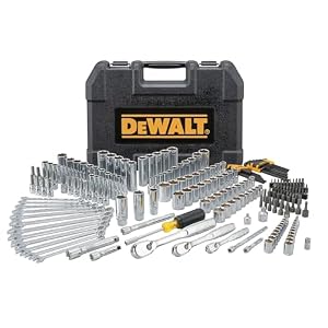 DEWALT Mechanic Tool Set, 247-Piece, 1/4 in., 3/8 in. and 1/2 in. Drive, SAE, Ratchets, Sockets, Hex Keys, Combination Wrenches, Polish Chrome Finish (DWMT81535)