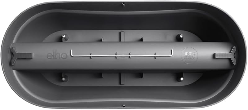 elho Vibia Campana Flower Bridge 60 - Balcony Flower Box with Bracket - 100% Recycled Plastic - L 59 x W 26 x H 22 cm - Black/Anthracite