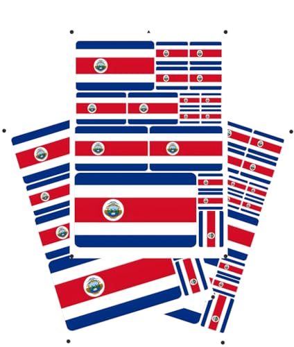 PELTGOAL World Seven Continents Most Country Costa Rica Flag Stickers Different Sizes Sticker (Red Costa Rica)