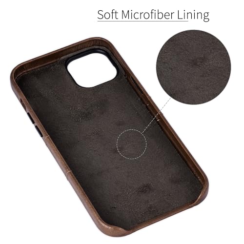 Dockem Card Case for iPhone 15 Plus with Built-in Metal Plate for Magnetic Mounting & 2 Card Holder Pockets: Exec M2 Premium Synthetic Leather Wallet Case (iPhone 15 Plus, Brown) - Thumbnail 5