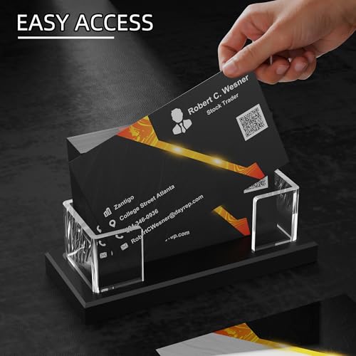 BSSOYAMM 2 pacotes de porta-cartões de visita para mesa, exibição de cartões de visita em acrílico,
