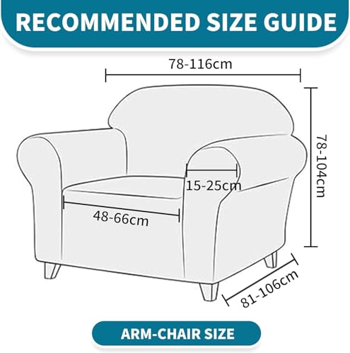 YSTELLAA Sofa Überzug 1 Sitzer, Stretch Sesselschoner, Sofaschoner rutschfest Mit Armlehne, Universal Sofabezug… – Ansicht 3