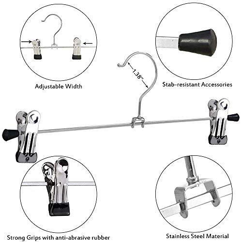 Northern Brothers Pants Hangers With Clips 20 Pack, Adjustable Skirt Hangers For Women Metal Pants Hangers For Jeans #TOP2