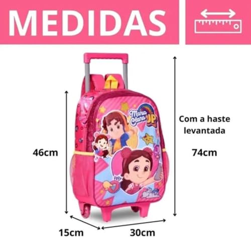 Mochila de Rodinhas Infantil Maria Clara & JP | Com Glitter e Chaveiro