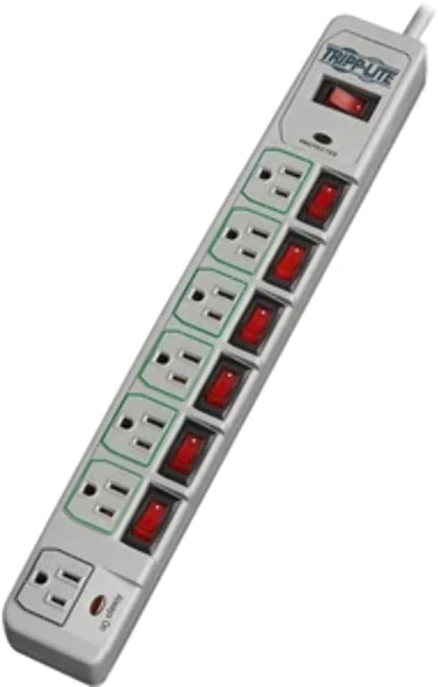 Tripp Lite TLP76MSG 7-Outlet Eco-Surge Energy-Saving Surge Protector, Cool gray