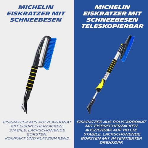 MICHELIN 2-in-1 ice Scraper with Snow Brush, Telescopic for The car, extendable, efficient and Durable ice Scraper with Handy 90° Rotating Snow Brush