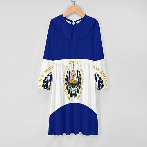 El Salvador Flag Girls Dress Long Sleeve Short Dress Swing Casual Party Dresses3