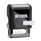 Infusion Custom Self-Inking Rubber Stamp - 17 Color Choices and 24 Font Choices - Up to 2 Lines (Small)