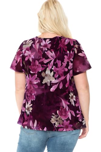 Image of LEEBE Women and Plus Size Printed Mesh Ruffle Top (Small-5X)