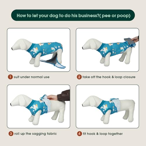 Image of Kuoser Recovery Suit for Dogs After Surgery,Printed Dog Surgery Suit Female Male Spay Neuter,Anti-Licking Dog Onesie for Abdominal Wounds Skin Disease,Pet Surgical Recovery Bodysuit Cone Alternative,S