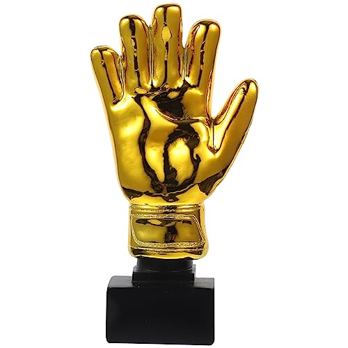ULTNICE Soccer Goalie Trophy with Gold Gloves & Base