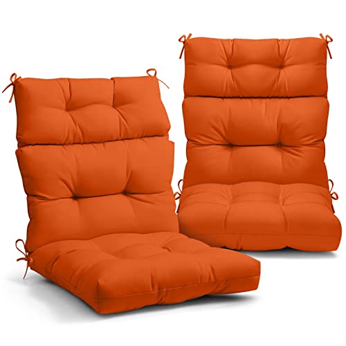 EAGLE PEAK Tufted Outdoor/Indoor High Back Patio Chair Cushions, Set of 2, 46'' x 22'', Burnt Orange