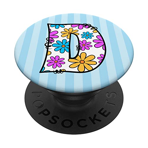 Letra D retro Groovy Daisy inicial con monograma con nombre floral Y2K PopSockets PopGrip Intercambiable