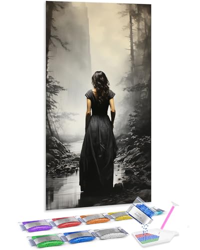 Kit Broderie Diamant Complet 70x40 cm fille en jupe noire diamond painting