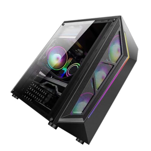 Gabinete Gaming Happyyami RGB con Panel Lateral Templado, Efectos de Iluminación, Soporta Placas ATX, Mejor Refrigeración y Puerto USB miniatura 1