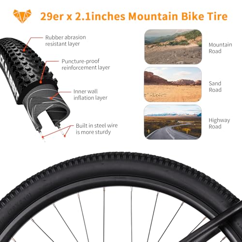 TRIFOX Carbon Fiber Mountain Bike,29er Carbon Mountain Bike with Shimano M6100 Deore Groupset 12-Speed,Carbon Fiber Frame,Hydraulic Fork 130mm Travel,/17/19 inch (Yellow, 29er * 19 inch)