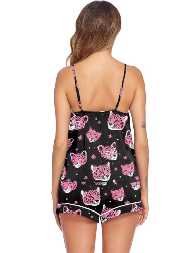Image of Ekouaer Pajamas for Women Set Silk Satin Pjs Sexy Lingerie Sleepwear Cami Shorts Set Summer Nightwear S-XXL