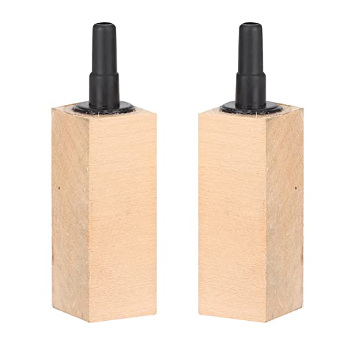 Yctze 2-Piece Set Wooden Air Bubble Stone Diffuser for Aquarium Fish, Fine Mist Lime Wood Airstone for Skimmer, and Small Block Accessories (S)