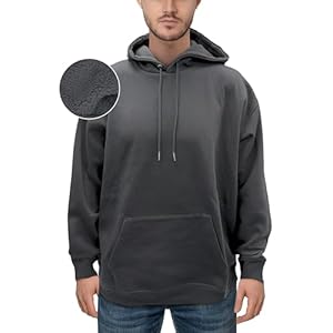 Elegant Comfort Black Lined Fleece Cotton Men’s Hoodie, Soft Breathable Sweatshirt Uomo Sherpa Foderata in Pile di Cotone Casual di Peso Medio Felpa con Cappuccio Pullover, Grigio, Large