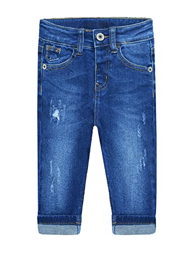 KIDSCOOL SPACE Baby Girl Boy Jeans,Little Kid Elastic Band Inside Ripped Denim Jeans Pants